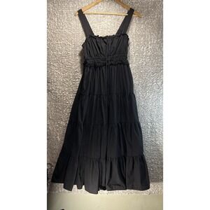 J.Crew Sleeveless Smoked Tiered Midi Dress S Bohemian Whimsical Coastal